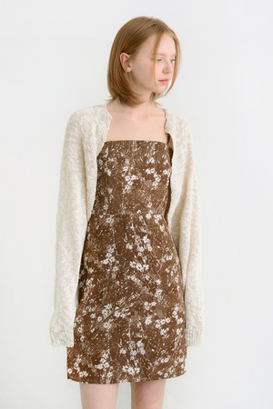 Smocking bustier mini dress - brown