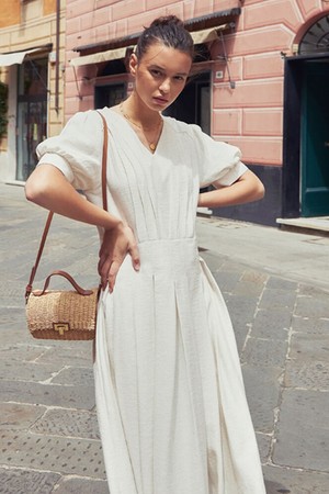 Volume v neck dress - 3color