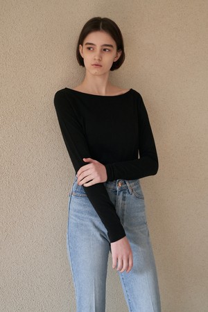 Daily boat neck tee - black