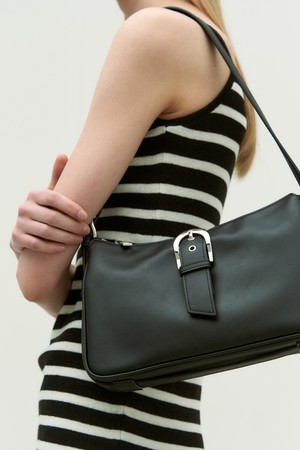 Buckle point shoulder bag - black