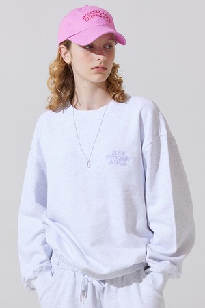 Back AD embroidery loose fit sweat shirts - whitemellange