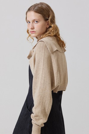 Rum sailor collar knit bolero - beige