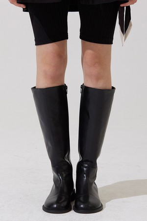 Emel leather round long boots - black