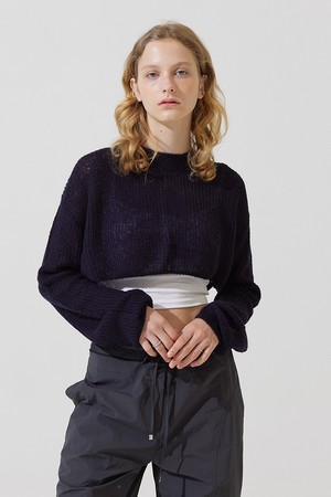 Koz soft crop knit bolero - navy