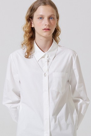 Loose fit back triangle stitch shirts - white