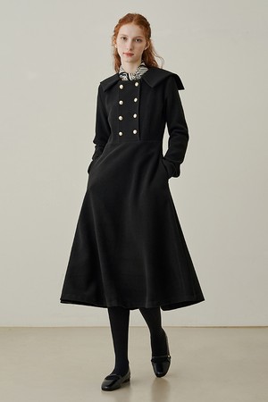 Guest long tweed dress - black