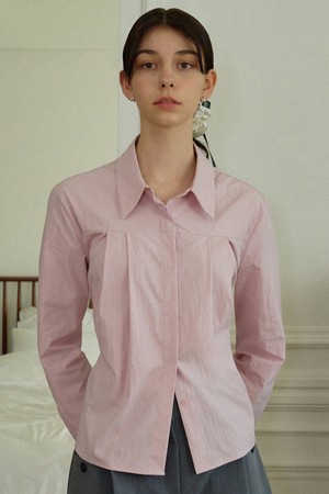 Front pintuck clean shirts - pink