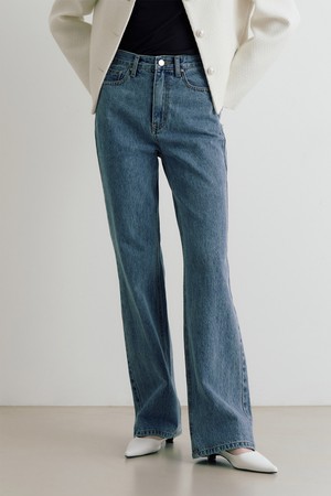 Signature logo straight fit denim pants - blue