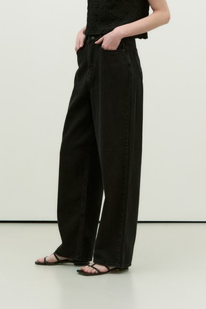 Leva summer highwaist wide pants - black