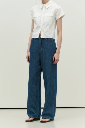 Leva summer highwaist wide pants - blue
