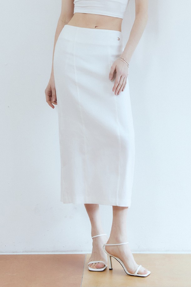 ADAUL - 롱스커트 - H line linen long skirt - white