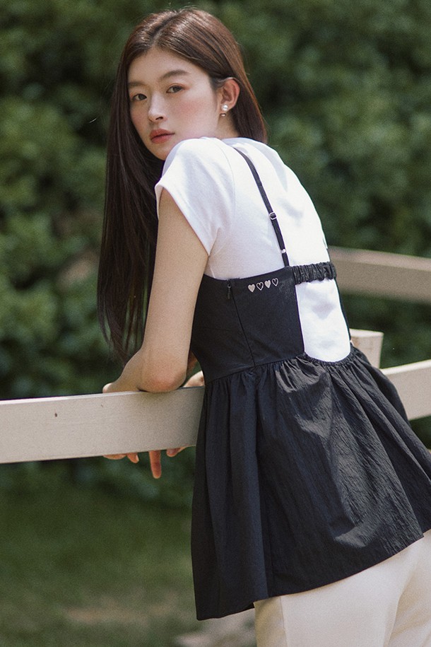 ADAUL - 블라우스 - Tink back banding bustier - black