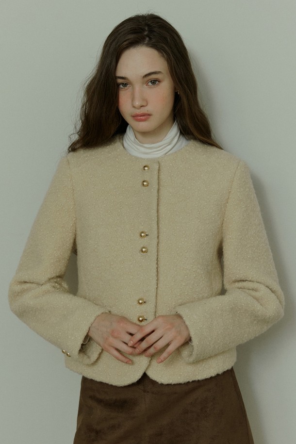 ADAUL - 자켓 - Double button bookle tweed jacket - ivory