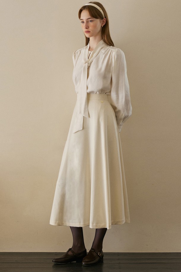 ADAUL - 롱스커트 - Simple wide flare long skirt - cream