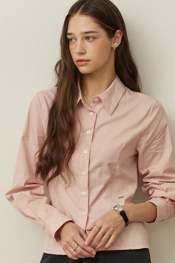 ADAUL - 셔츠 - Slim fit semi crop shirts - pink