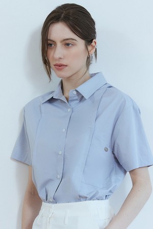 Pocket pintuck loose fit shirts - soragrey