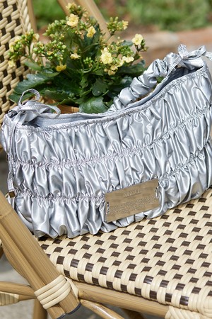 Metallic ego shirring hobo bag - silver