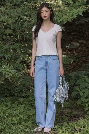 Puff shirring sleeveless blouse - white