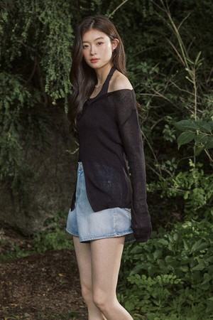 U halter neck set - black