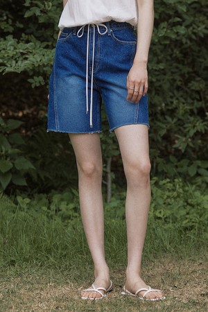 Choppy two line vintage short pants - blue_