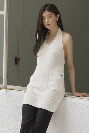 Silver AD charm halter neck mini dress - ivory