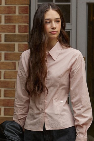 Slim fit semi crop shirts - pink