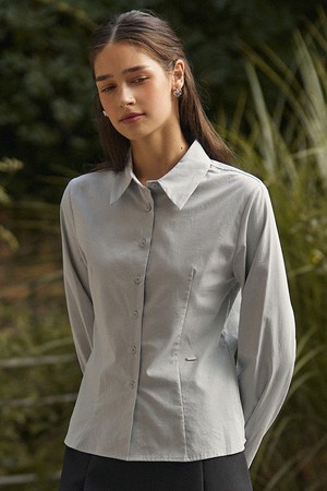 Slim fit semi crop shirts - bluegrey