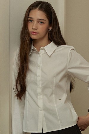 Slim fit semi crop shirts - white