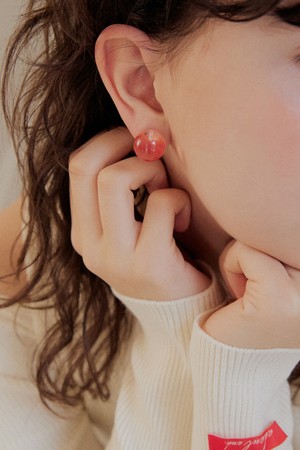 Glass acrylic candy ball earring - 3color