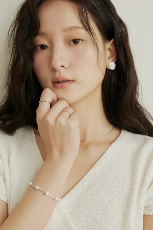 Moist rose stone earring - 3color