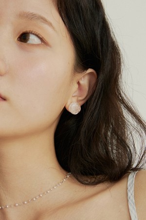 Moist rose stone earring - 3color