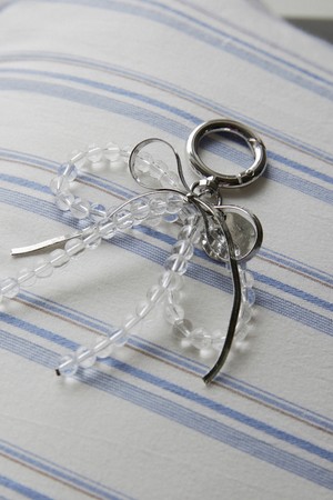 Double other ribbon keyring - silver