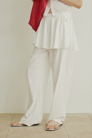 Nylon flare layered skirt pants - white