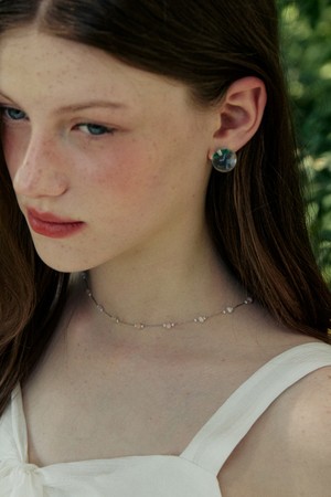Color mini stone necklace - 2color