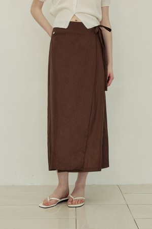 Lip pocket H line lap skirt - brown