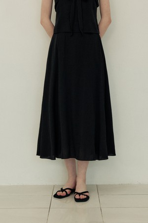 Flare line summer cool long skirt - black
