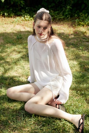 Loose fit long sleeve summer knit - white