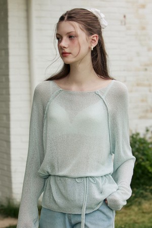 Loose fit long sleeve summer knit - mint