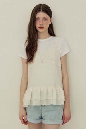 Mini dot frill bustier - ivory