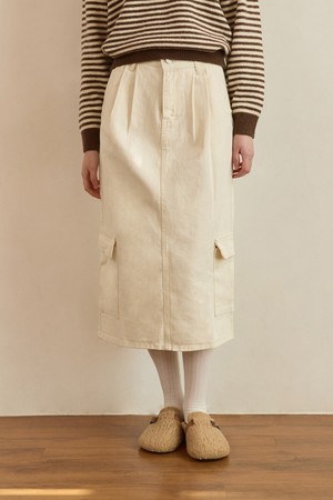 Lata cargo pocket H line skirt - ivory