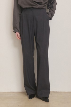 Winter pintuck straight fit slacks - charcoal