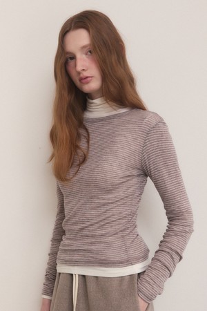 Soft stripe long t shirts - 4color