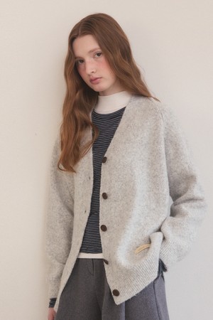 Lambs wool overfit v neck cardigan - 4color