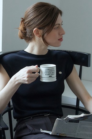 AD charm semi cap sleeve knit - black