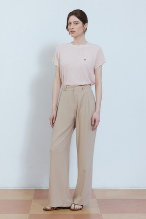 Summer pintuck straight fit slacks - beige