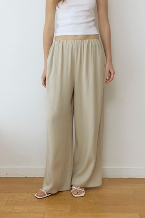 Linen hidden banding wide pants - natural