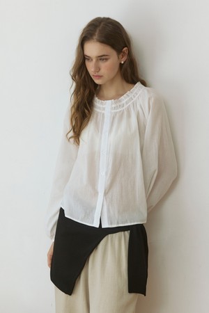 Breeze frill jacquard blouse - white