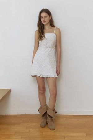 Lovey vintage pattern mini dress - ivory