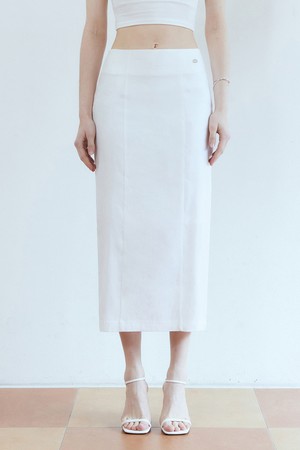 H line linen long skirt - white