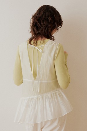 Shirring line layered chiffon bustier - white